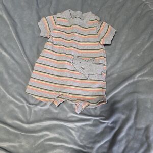 Carter's Gray Striped One-Piece with Shark Patch